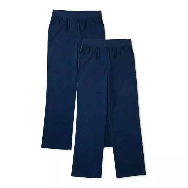 Wonder Nation School Uniform Girls 16 Navy Blue Cotton Pull On Pants Pack 2