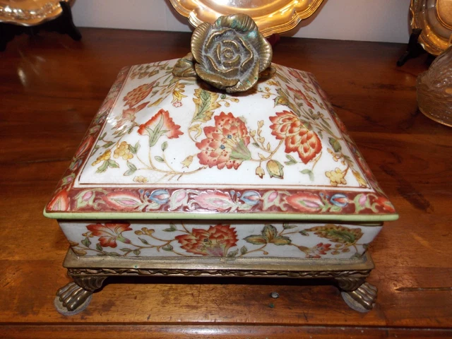 PAULHAT LIMOGES Boite Bonbonniere Ancienne En Porcelaine Emaillee Et