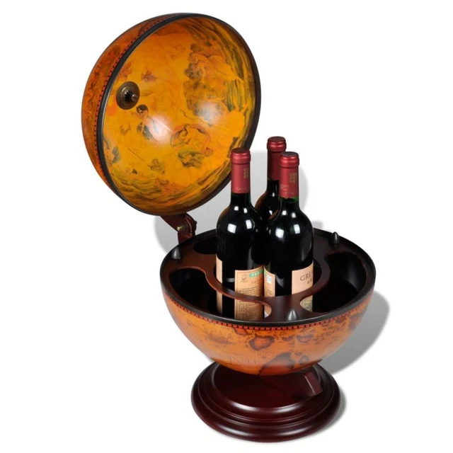 16th Century Nautical Map Wine Stand Tabletop 18.9" Globe Bar Wine Cabinetw