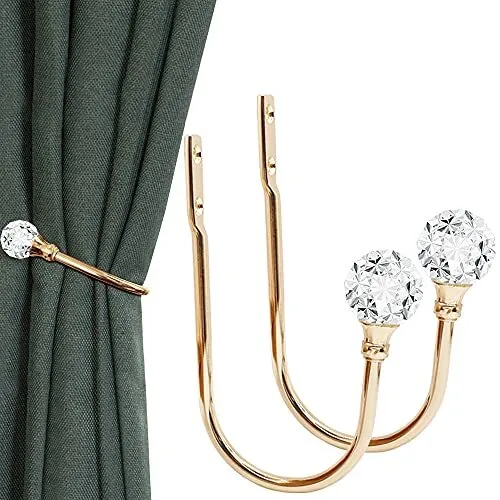 Curtain Holdbacks, Crystal Curtain Tieback Hooks Gold Metal Decorative