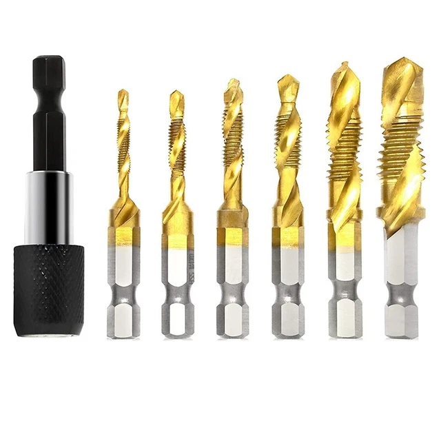 7 pezzi combinazione trapano e filettatura set 3 in 1 viti filettatura P6T3