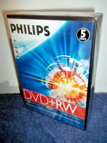 Philips Dvd + Rw (Confezione Da 5 Minuti) - 120 Minuti Video, 4,7 Gb Dati 1-4 X Velocità - Sigillato