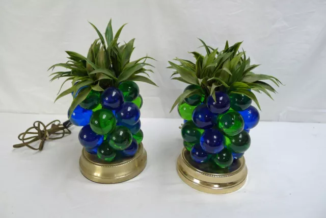 Pair of Lucite Acrylic Resin Grape Cluster Lamps
