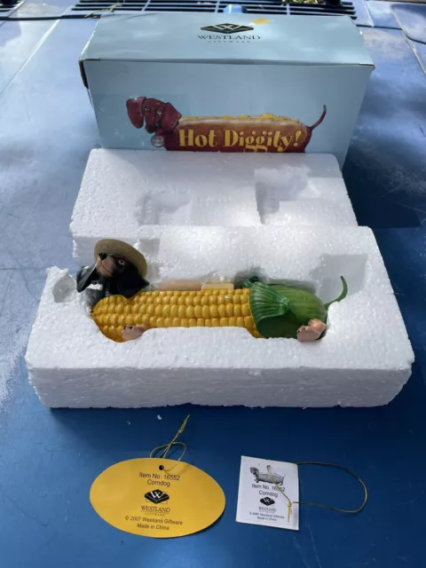 Westland Hot Diggity! Figurine #16552 Corndog Dachshund Dog Collectible Figurine