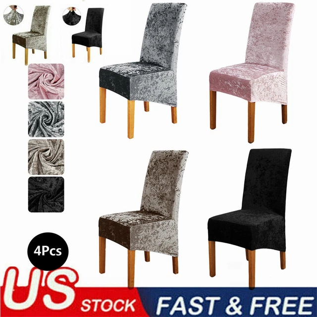 4Pcs Crushed Velvet Chair Covers Stretch Dining Chair Protective Slipcover Large