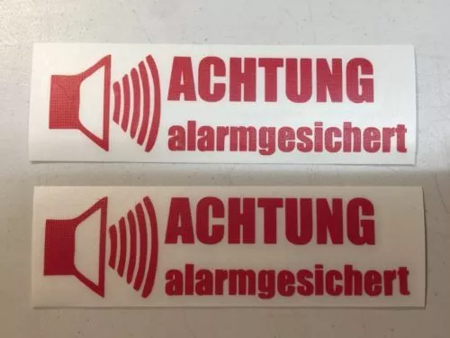 JDM OEM Aufkleber Achtung Alarmgesichert Shocker Tuning Folie Decal Rot 2 St.