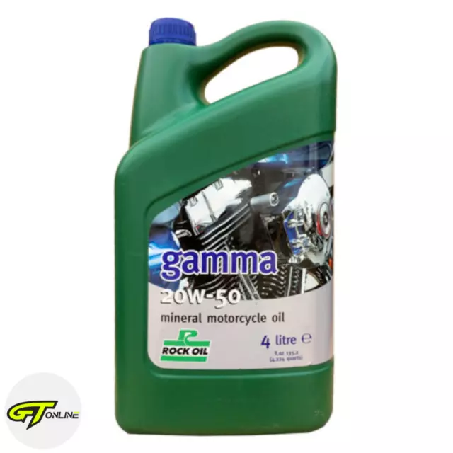 Rock Oil Gamma 20W50 Mineral Motorcycle Engine Oil 4 Litres 4 Stroke Motorbike