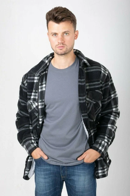 Hazy Blue Mens Kids Sherpa Fleece Padded Baxter Lumberjack Shirt Jacket