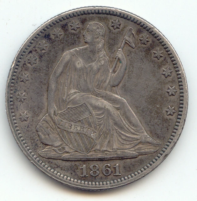 1861 Seated Liberty Half Dollar, Nice XF