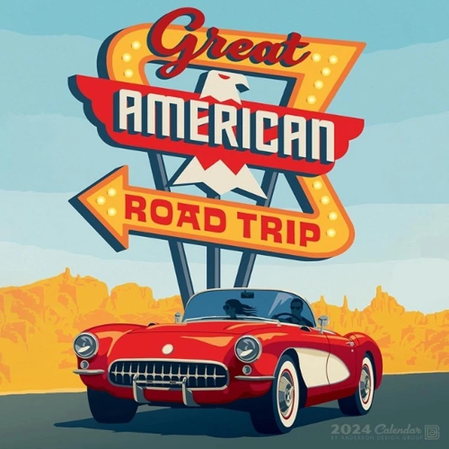 GREAT AMERICAN ROAD Trip (Adg) 2024 12 X 12 Wall Calendar by Anderson