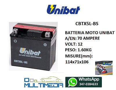 Unibat BATTERIA MOTO UNIBAT 12V 11AH CB10LBPSM 