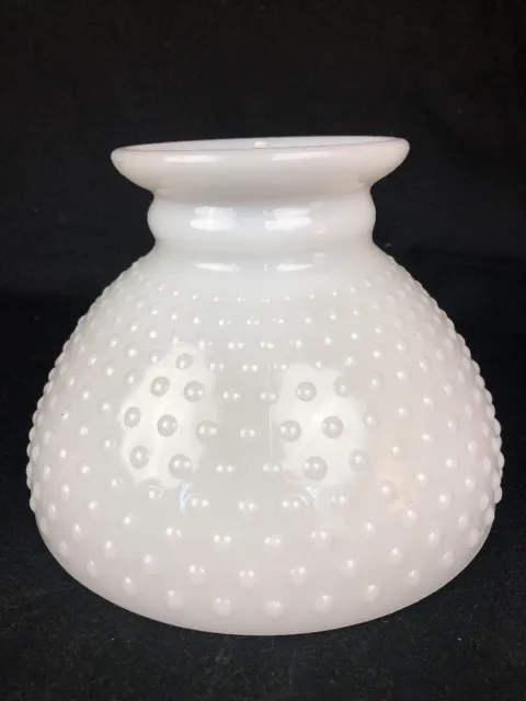 A- Vintage 8” Milk Glass Hobnail Lamp Shade GWTW Heavy Student Lamp Shade Globe