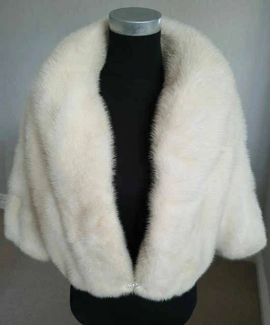 WHITE MINK BOLERO Jacket Visone Vison Nerzstola Bridal Widding Size S M L 350.00 PicClick UK