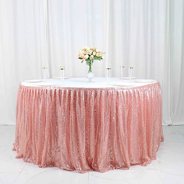 17 ft Sequin Pleated Satin Table Skirt  Strip Party Events Decorations