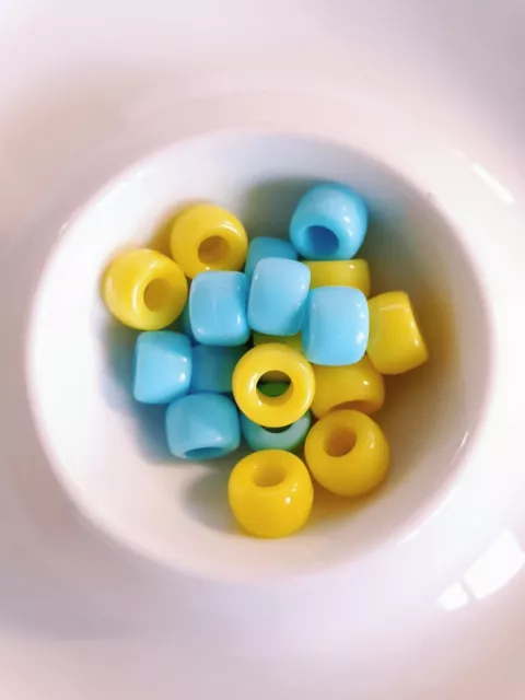20 x Großloch Acrylperlen zum Basteln/Schmuckherstellung ♥ Pony Beads Opak Ø 9mm