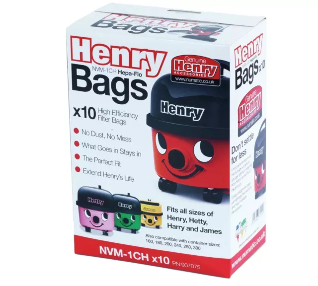 Genuine Numatic Hepa-Flo Hoover Vacuum Bags Henry Hetty James NVM-1CH