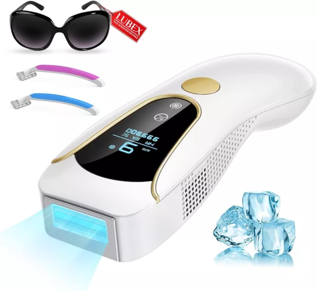 LUBEX IPL Hair Removal Device, Ice Cooling System, 3-in-1 Functions HR/SC/RA Las