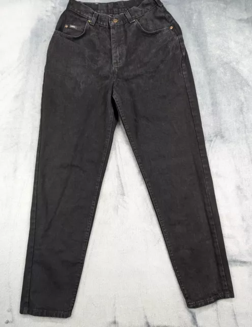 Vintage Lee Jeans Womens 8 High Rise Tapered Mom 80s 90s USA Grunge Denim Black