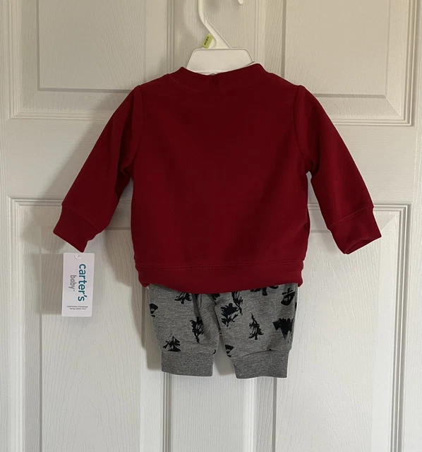 New Infant Baby Boy Clothes Carters 3 Months Bodysuit Sweatshirt Pants Set 2