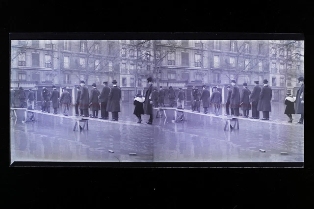 Paris Inondations 1910 France Photo Stereo L4n16 Vintage Plaque de verre NEGATIF