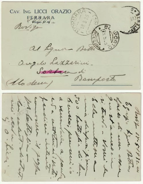 Ferrara - Commerciale - Cav. Ing. Licci Orazio - Viagg. 1935 -2561-
