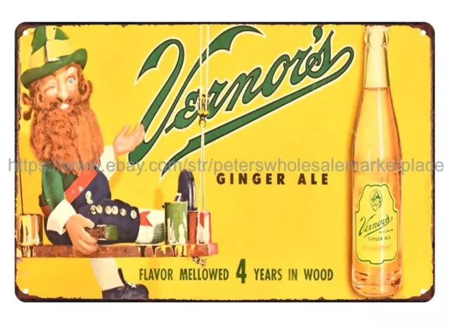 Vernors Ginger Ale metal tin sign contemporary metal wall art decor