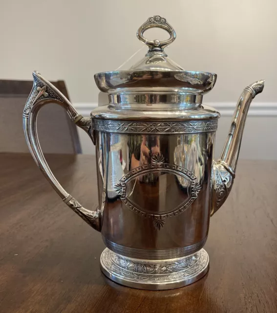 Antique Victorian Derby Silver Co. Tea Pot Quadruple Plate -  1603  7