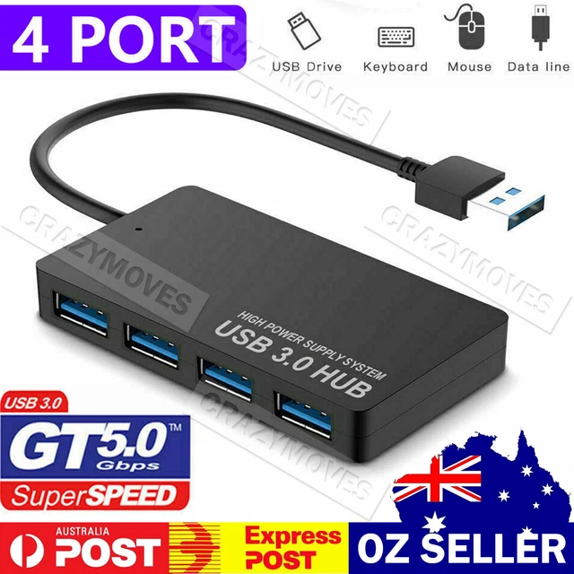 Multi USB 3.0 Hub 4 Port High Speed Slim Compact Expansion Smart Splitter VIC