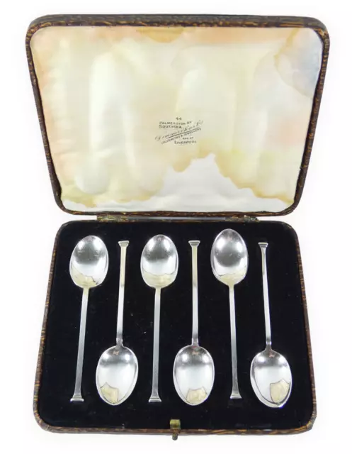 Antique Art Deco 1926 Set of 6 Sterling Silver Demitasse Coffee Spoons Seal End