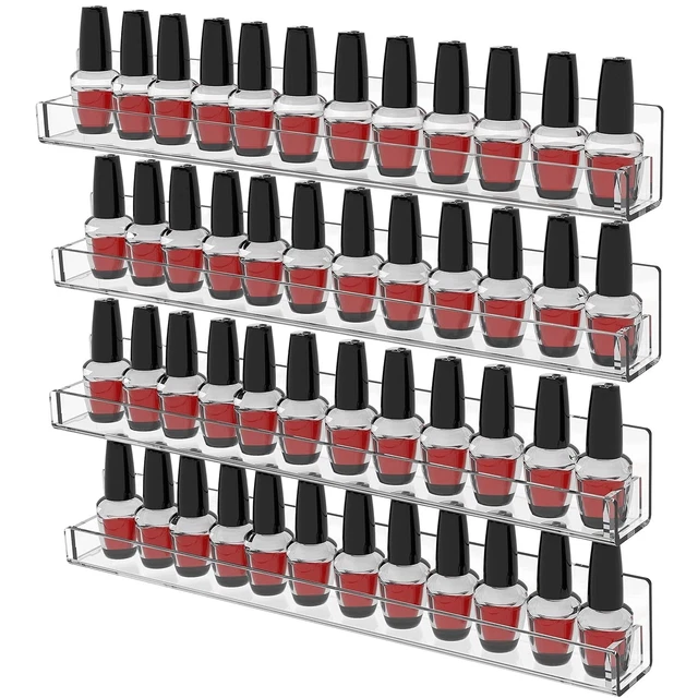 Nail Polish Organizer Wall Mounted4 Pack Nail Polish Rack Display 48 Bottles
