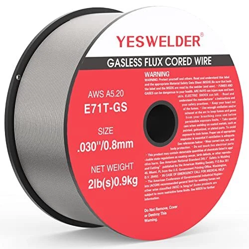 YESWELDER Flux Core Gasless Mig Wire, Mild Steel E71TGS.030-Diameter, 2-Pound...