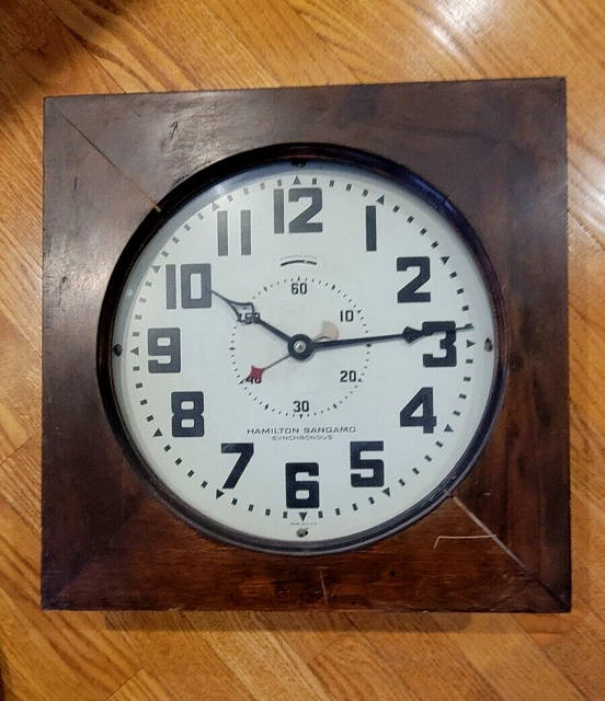 VINTAGE HAMILTON SANGAMO Synchronous Motor Clock Style S1201 Square