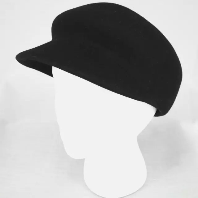 Black Wool Hat Womens Felt 100% Wool One Size Newsboy Gatsby Fedora Unbranded