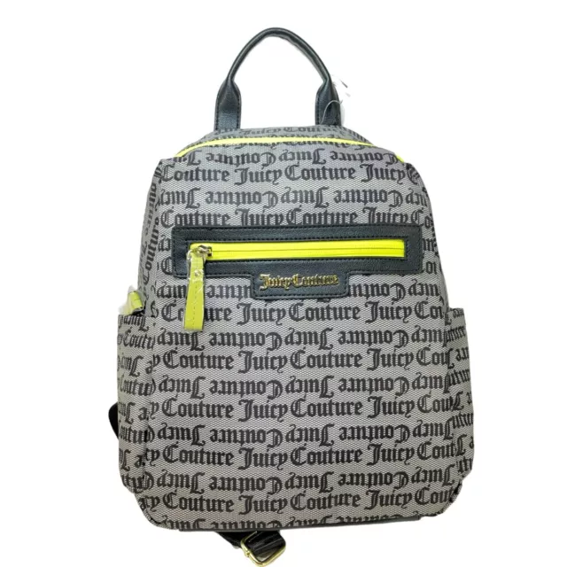 Juicy Couture LOLLIPOP  backpack gothic logo black and grey neon yellow nwt