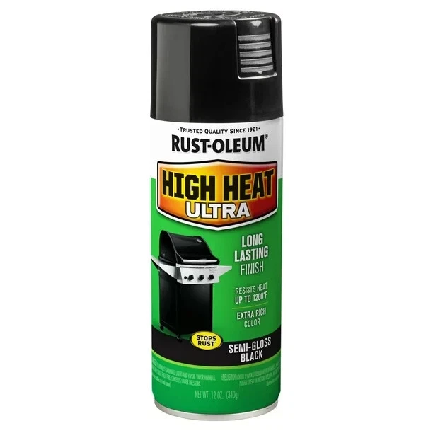 RUSTOLEUM HIGH HEAT ULTRA ENAMEL SPRAY PAINT SEMIGLOSS BLACK Resists