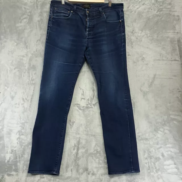 Ted Baker Jeans Mens W38 L32  Blue Straight  Stretch Denim