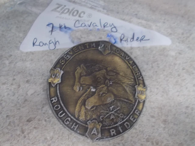 Vintage Pewter Seventh Cavalry Rough Rider Commemorative Belt Buckle 2.5\