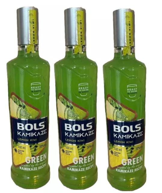 3 Flaschen Bols Kamikaze Green Lemon Kiwi a 0,5 L 30 % vol.