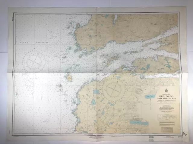Vtg SMITH SOUND Inside Passage BRITISH COLUMBIA Nautical Chart Canada MAP Boat