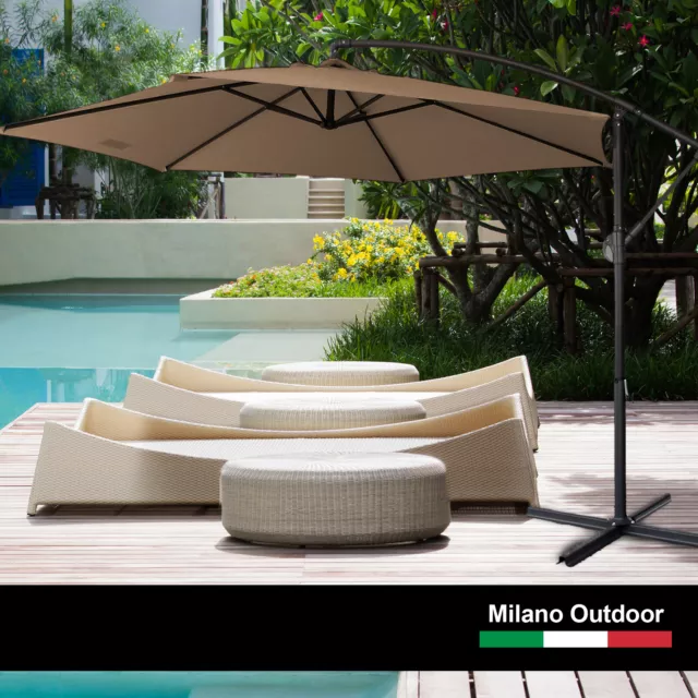 Milano Outdoor Outdoor 3 Meter Hanging and Folding Umbrella Latte N/A