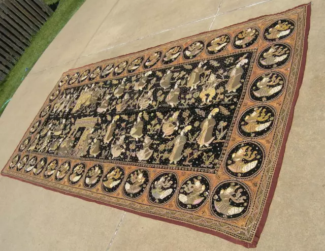 Vintage Monumental Burmese Kalaga Tapestry From Appleton Museum of Art 61x126 " 3