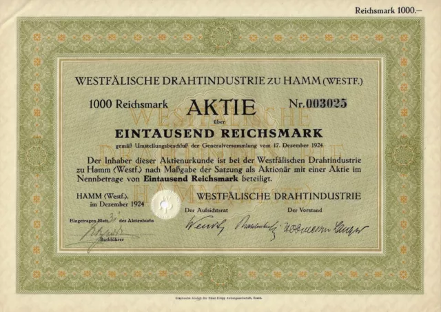 Westfälische Drahtindustrie zu Hamm, 1924 (Krupp Klöckner)