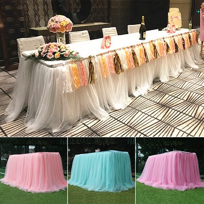 gonna da tavolo decorazione da tavolo Natale matrimonio arcobaleno decorazione tutù tovaglia in chiffon LUMoony Gonna da tavolo in tulle con volant 1,8 m per torte per battesimo 