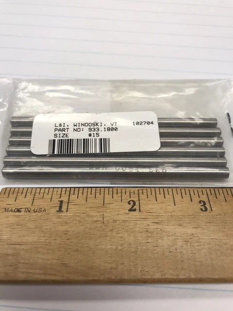 6 pcs.  #15 HS REAMER BLANK +.0002 - .0000 USA (loc D10)