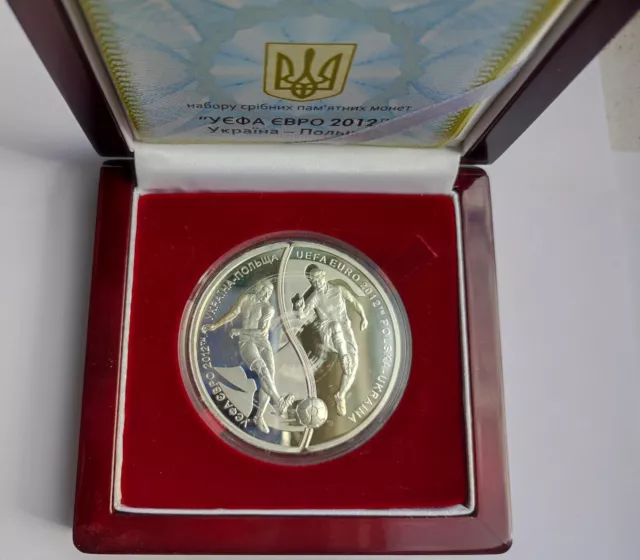 Ukraine-Poland 10 Hryven + 10 Zlotych "UEFA EURO 2012" football PROOF 2 oz Ag