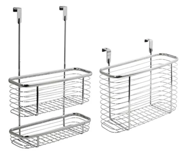 Metal Caddy Hook Over Door Basket Hanging Shower Kitchen Tidy Bin Storage Rack