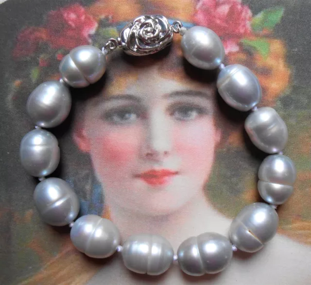 Joli bracelet ancien Rétro vintage perles baroques argent