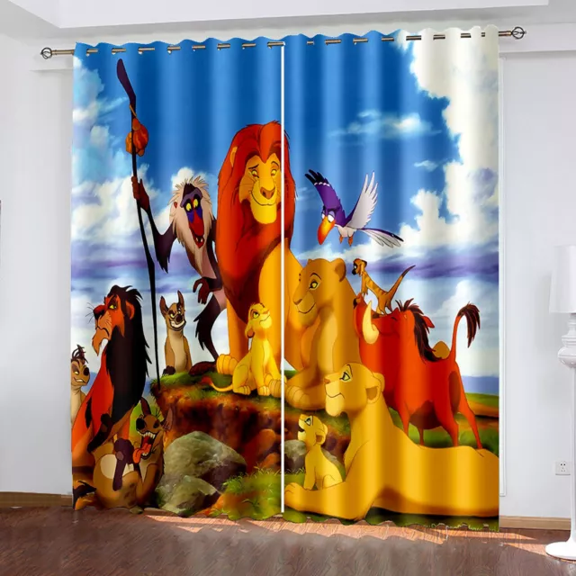 The Lion King Curtains Bedroom Living Room Eyelet Ring Top Blackout Door Decor