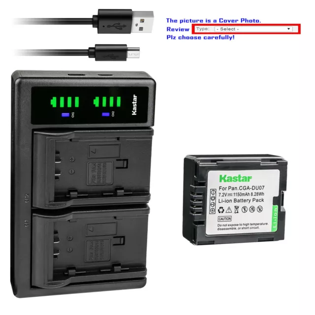 Kastar Battery LTD2 Charger for Panasonic CGR-DU07 CGA-DU07 & NV-GS300 NV-GS308