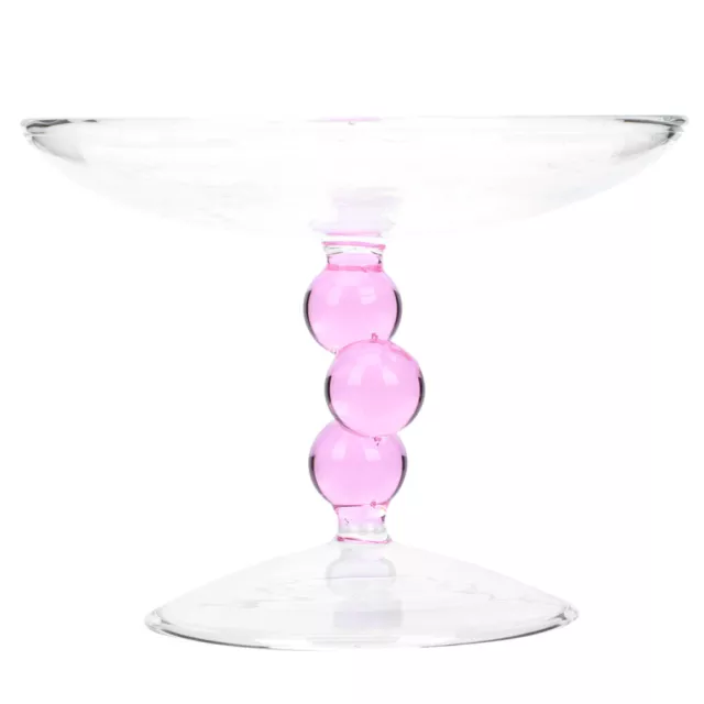 Pink Glass Fruit Plate Container for Food Clear Display Stand